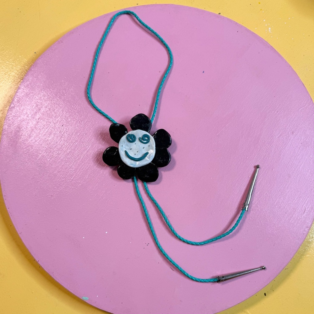 ✿ Handmade Smiley Flower Polymer Clay Bolo Tie ✿